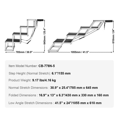 Folding Portable Pet Steps for Cars Lightweight Aluminum