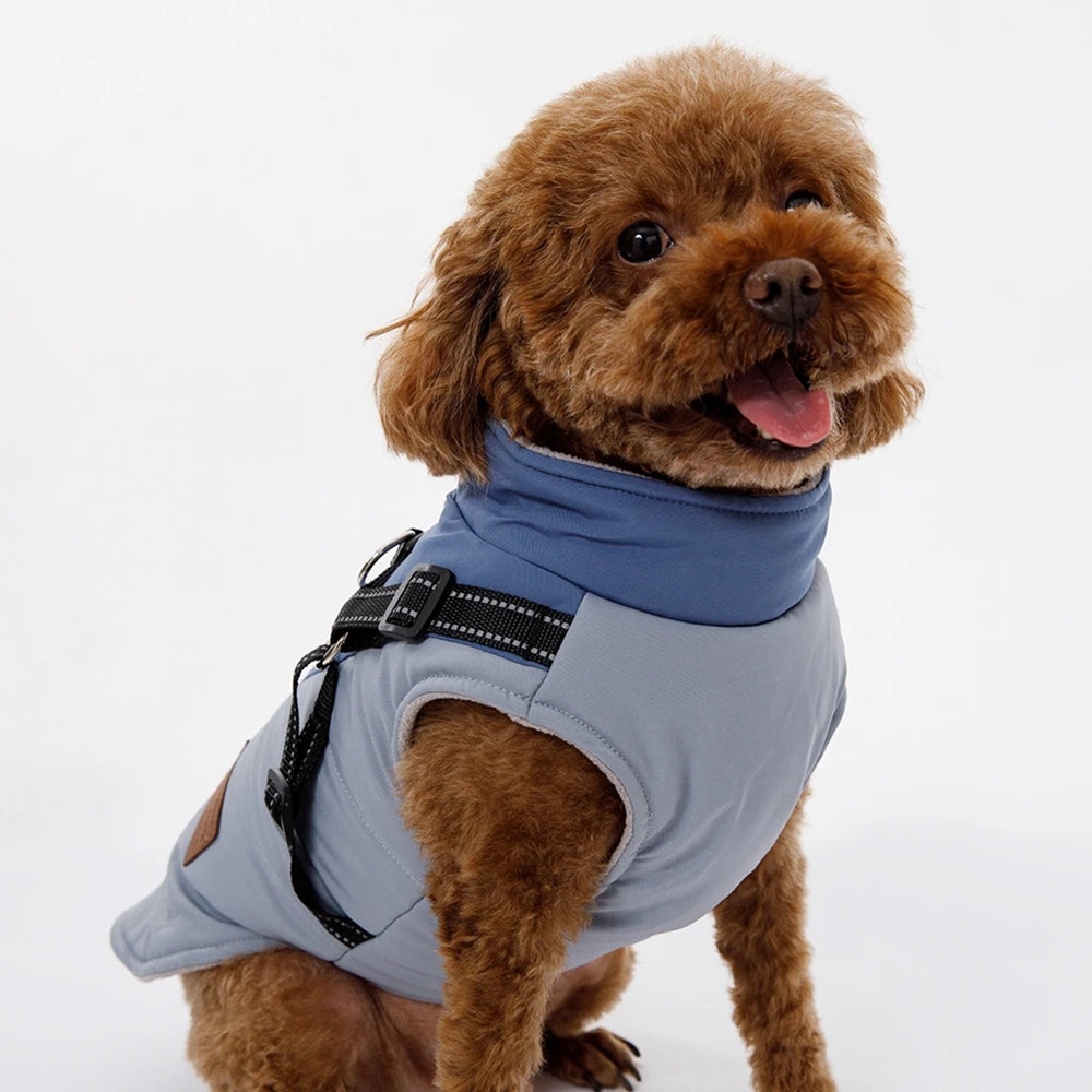 Dog Winter Jacket With Harness  For Small Large Dogs Warm Waterproof