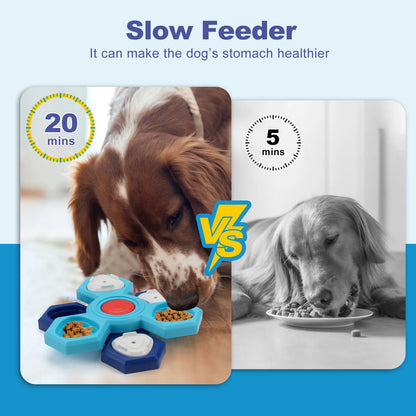 Dog Slow Feeder Bowl Interactive Puzzle Toy with Multi-Layer Spinning Design
