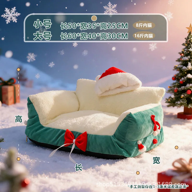 Plush Christmas Cat/Dog Cozy Sofa Bed