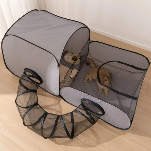 Cats and Dogs Hard Oxford Cloth with a Play Tunnel Foldable