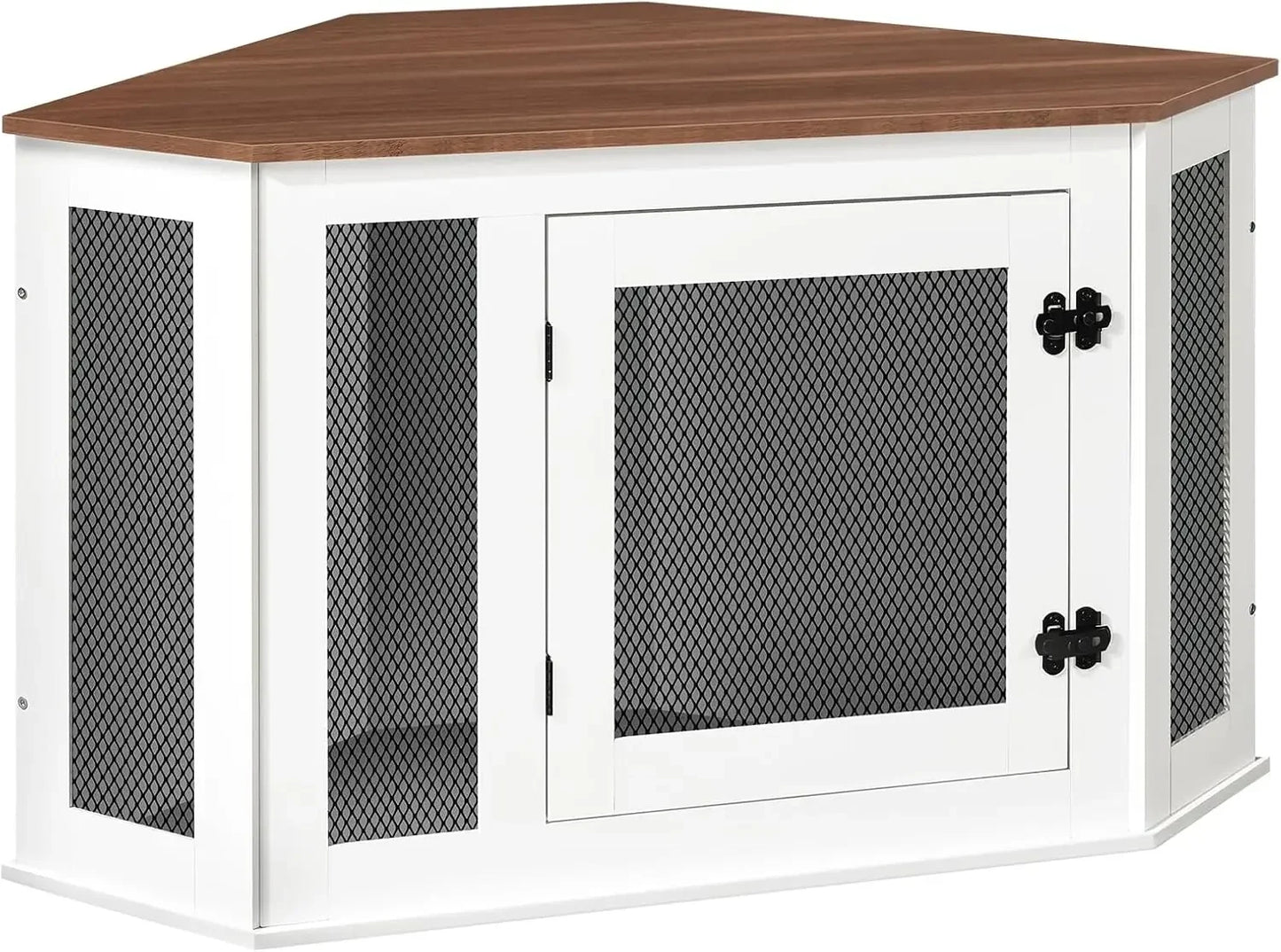 Wooden Corner Dog Kennel End Table