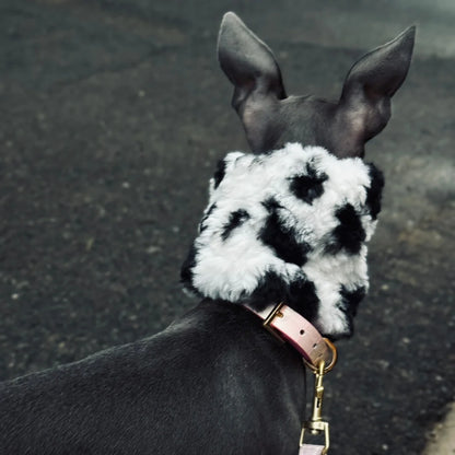 Warm Anti-Freeze Ear Muffs for Dogs, Black White Soft Skin-friendly Fleece Scarf