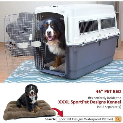 XXX-Large Airline Approved Plastic Dog Crate, Rolling Kennel with Wire Door