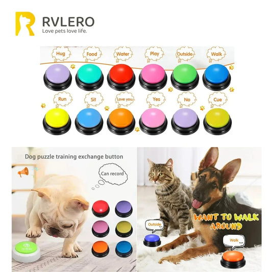 Pet Communication Buttons, Voice Recording Button, Training Buzzer, 30 Second Record Playback