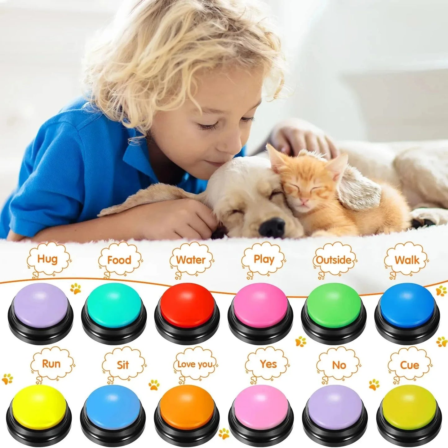 Pet Communication Buttons, Voice Recording Button, Training Buzzer, 30 Second Record Playback