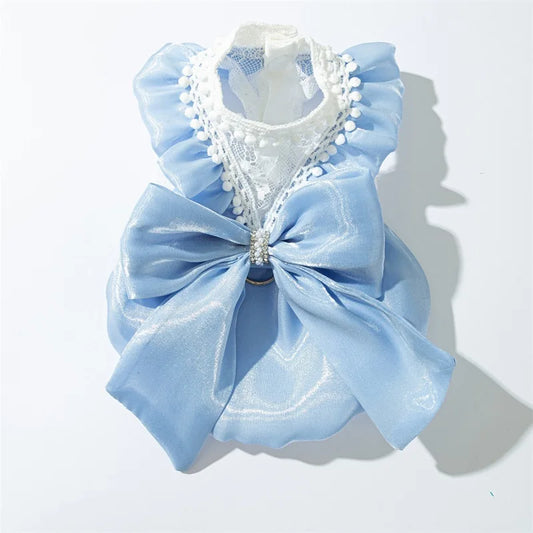 Adorable Tutu Dress with Bowknot Lace Princess Puppy Clothes/Female Cat Skirt