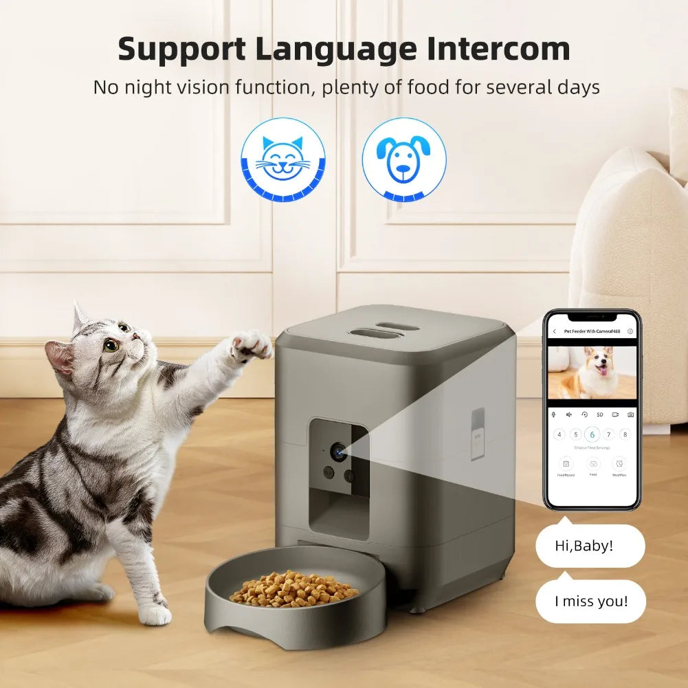 Automatic Cat Food Feeder with Camera, Video, WIFI, Remote Control