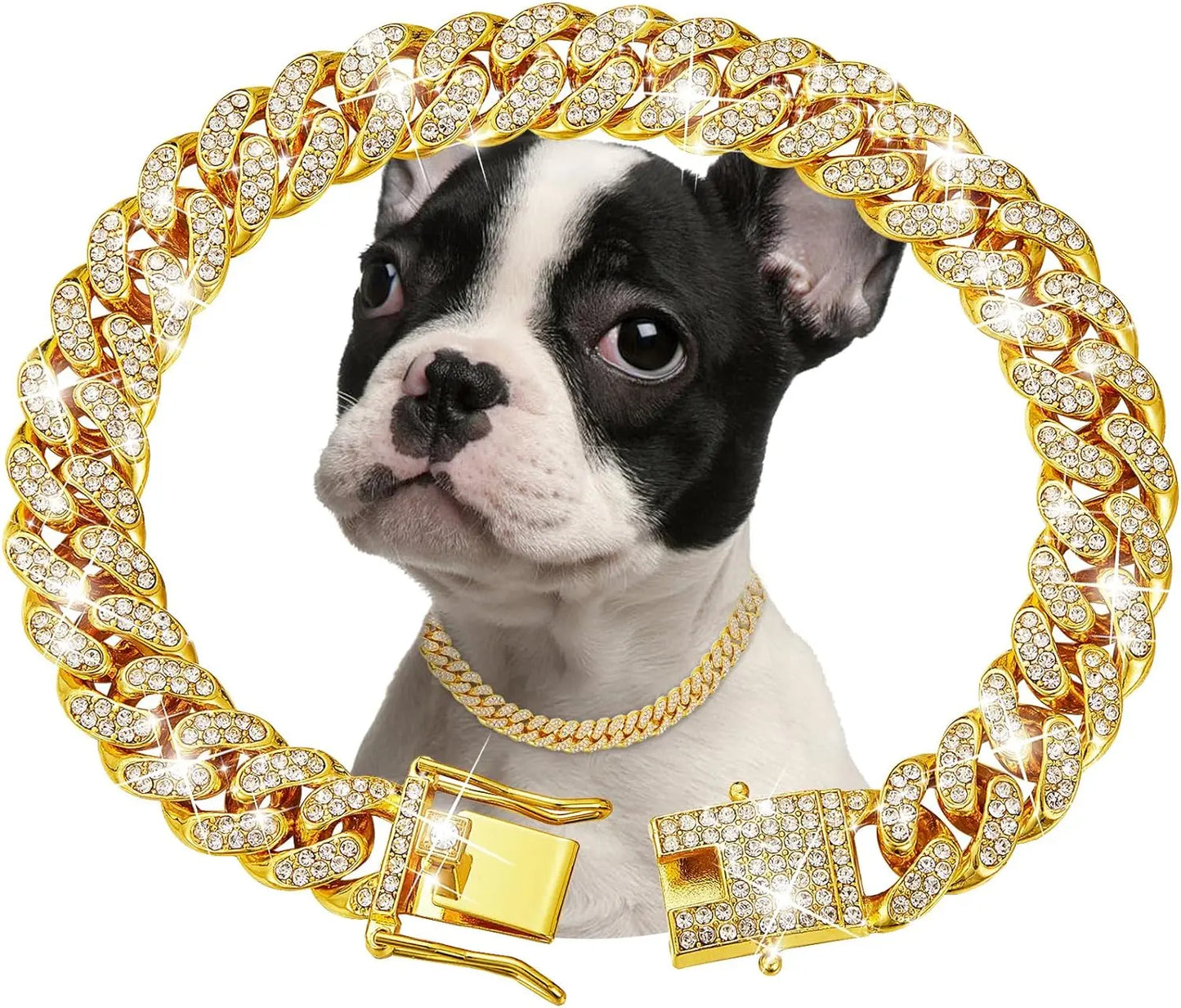 Luxury Gold Metal Dog Chain Collar For Small Medium Large Dogs/Cats