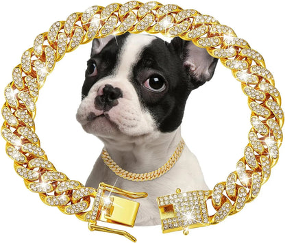 Luxury Gold Metal Dog Chain Collar For Small Medium Large Dogs/Cats