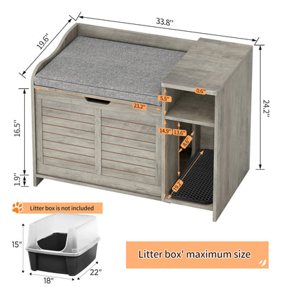 Wood Litter Box Enclosure Crate with Cat Scratch Pad