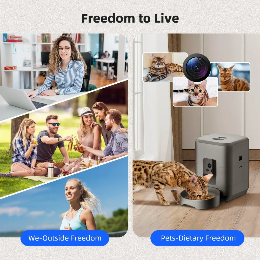 Automatic Cat Food Feeder with Camera, Video, WIFI, Remote Control