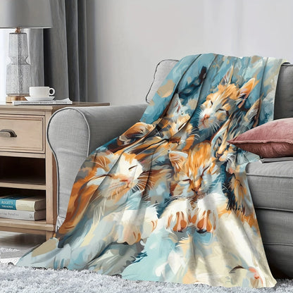 Cozy Cat Lover's Flannel Throw Blanket