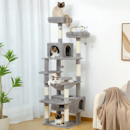 Large Cat Tree and Tower for Indoor Cats Spacious Hammock Perches