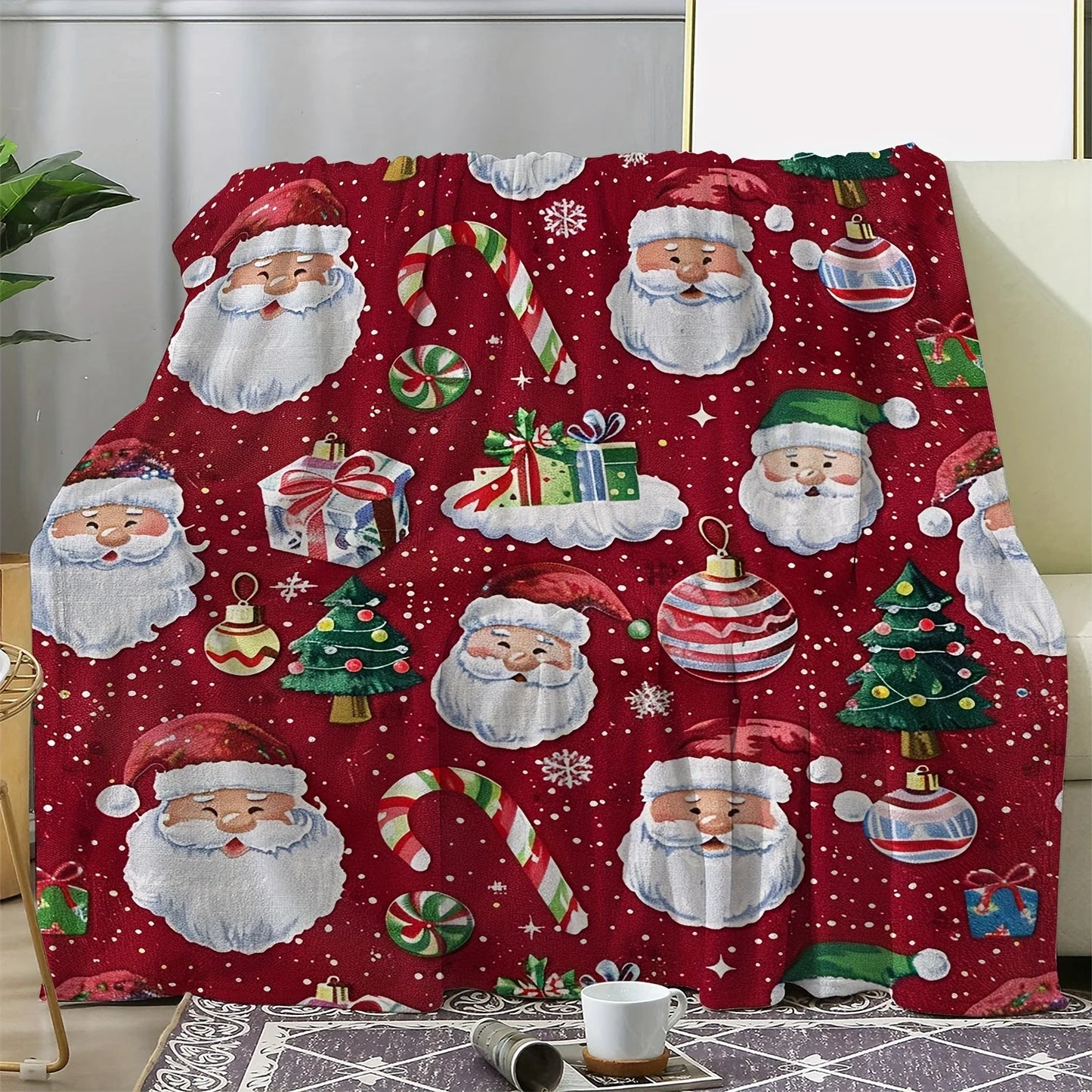 Vintage Christmas Pattern Flannel Throw Blanket – Cozy, Warm, Soft Multipurpose