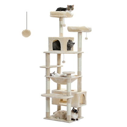 Large Cat Tree and Tower for Indoor Cats Spacious Hammock Perches