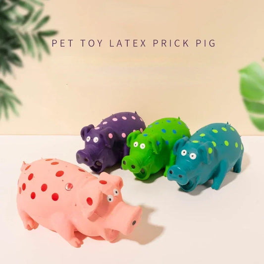Durable Rubber Squeaky Pig Dog Chew Toy Interactive Toy
