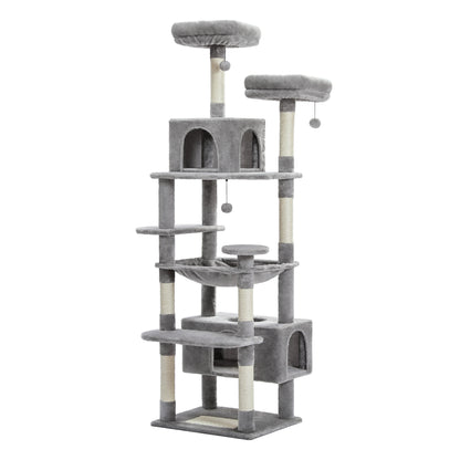 Indoor Multi-Level Plush Cat Condo with Scratching Posts Perches Caves