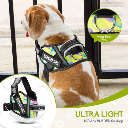 Reflective Service Dog Harness Leash Set 10 Patches