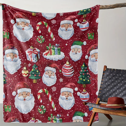 Vintage Christmas Pattern Flannel Throw Blanket – Cozy, Warm, Soft Multipurpose