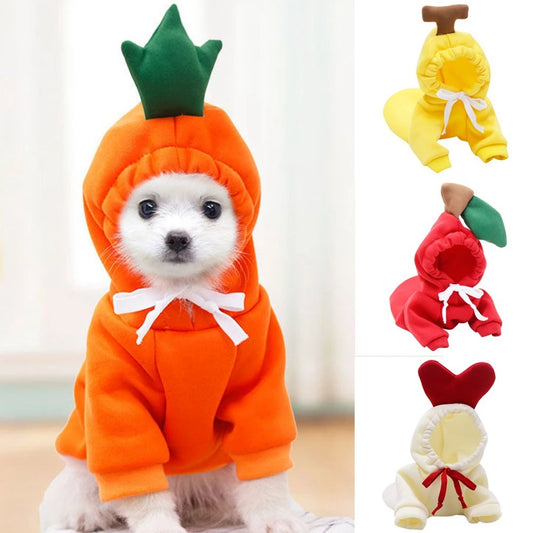 Cute Fruit Dog Clothes for Small Dogs Hoodies Warm Fleece