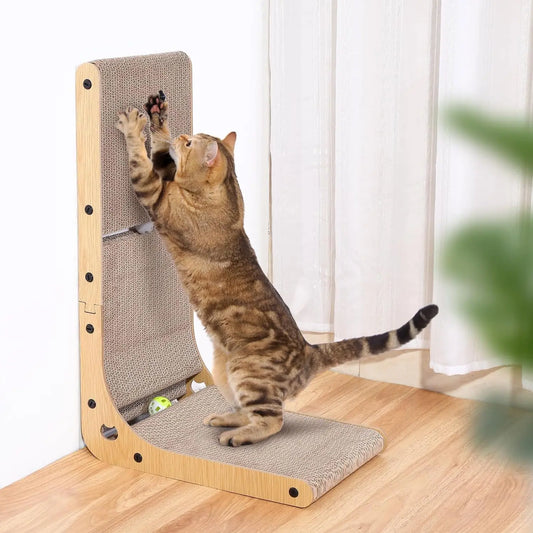 L Shape Cat Scratcher for Indoor Cats, Protects Furniture