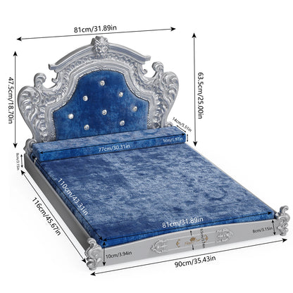 Luxury Pet Bed with Headboard, Washable Dutch Velvet Cover, Dog and Cat Bed