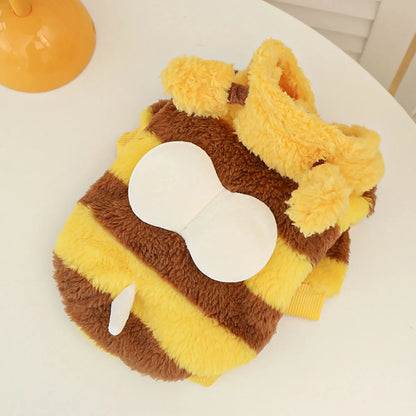 Cute Bee Shaped Dog Sweater Hoodies Warm Fleece