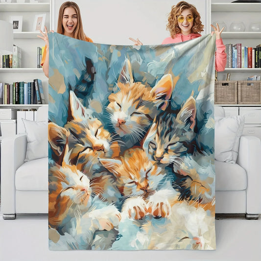 Cozy Cat Lover's Flannel Throw Blanket