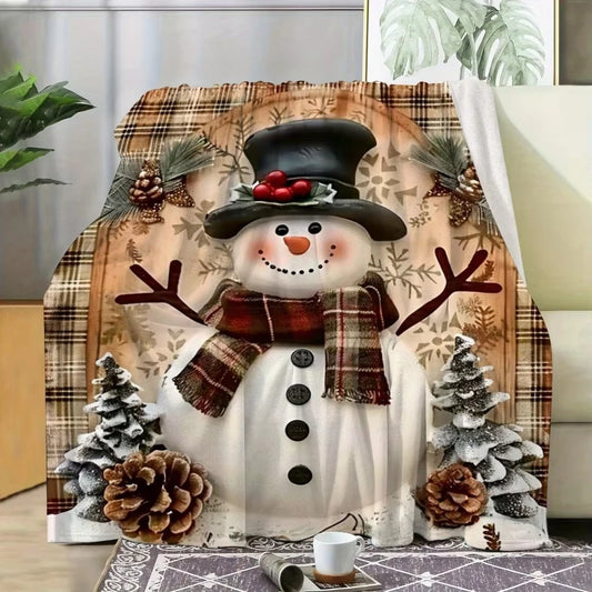 Snowman Flannel Blanket Christmas season
