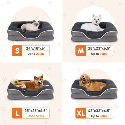 Memory Foam Pet Bed For Small Dogs & Cats Non-Slip Base Waterproof Liner