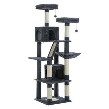 Indoor Multi-Level Plush Cat Condo with Scratching Posts Perches Caves