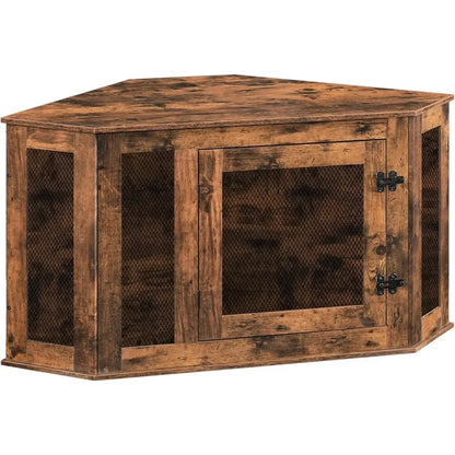 Wooden Corner Dog Kennel End Table