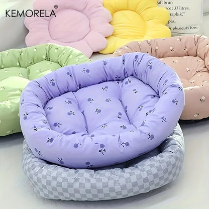 Floral Pet Sofa Bed High Elasticity Thickened Comfort for Small Medium Large Dogs Cats 3 Sizes Durable Indoor Outdoor