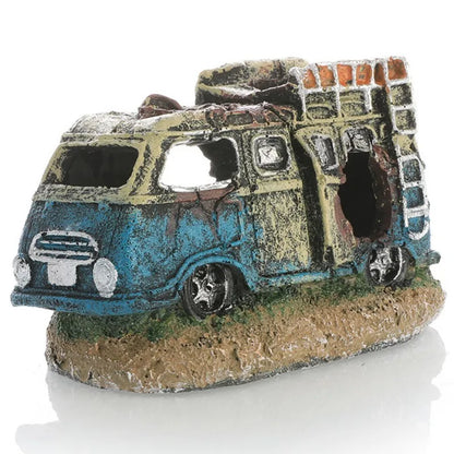 Aquarium Decorative Ornaments, Resin Broken Bus