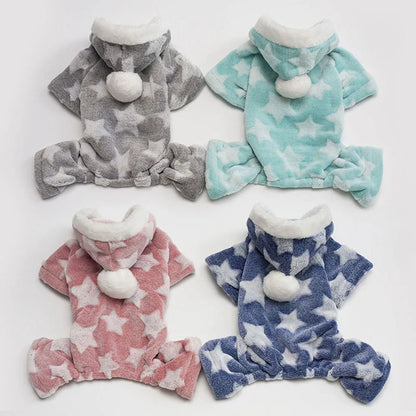 Dog Sweater Onesies, Pajamas Fleece Jumpsuit for Cats Fall Winer Dog Pjs Cute Puppy Clothes 4 Legs Pet Sweater Outfits