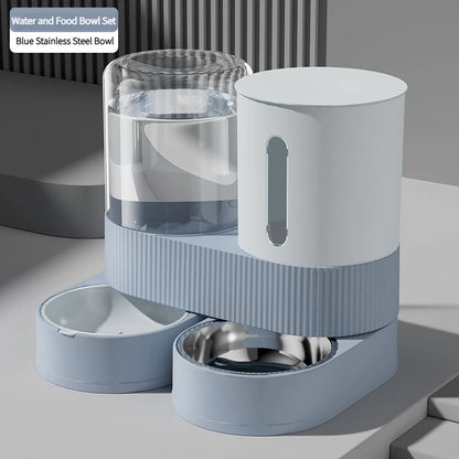 Automatic Pet Feeder and Waterer, Large Capacity Dry /Wet Food Separate Dispenser