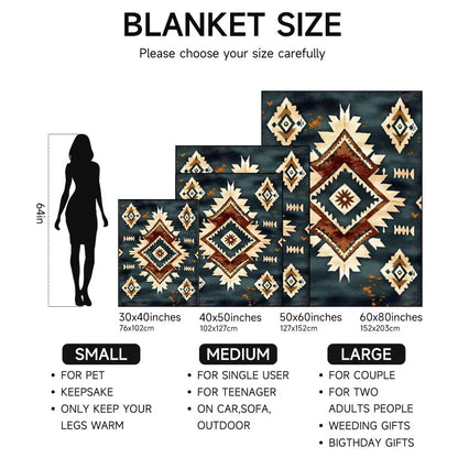 Geometric pattern, Navy Blue Flannel Blanket, soft, all-season use