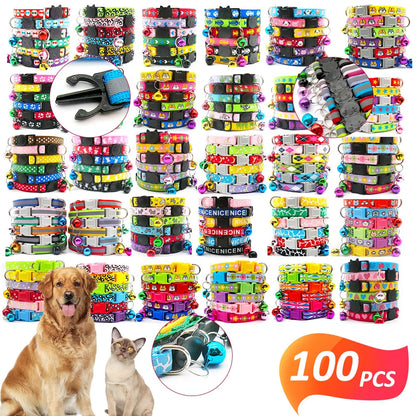 100Pcs Collar Necklace for Dogs/ Cat, Training Choker, Personalized Cartoon, Printed Dog Id Tag