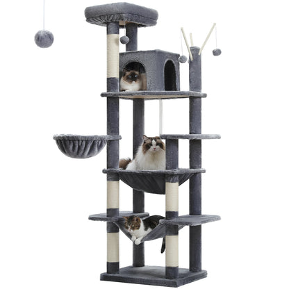 Indoor Multi-Level Plush Cat Condo with Scratching Posts Perches Caves