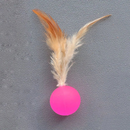 5pcs Funny Elastic Ball Interactive Toy Feather Football Toys