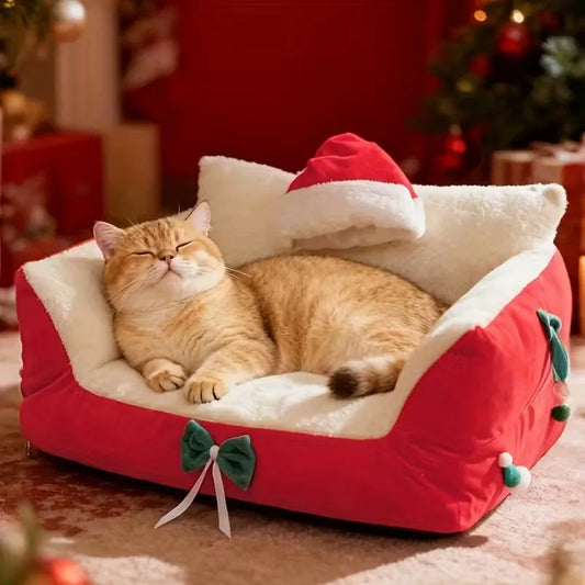 Plush Christmas Cat/Dog Cozy Sofa Bed