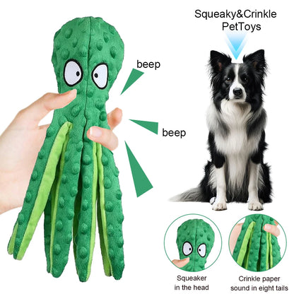 Indestructible Interactive Dog Toy, Plush Toy Octopus Bite Resistant