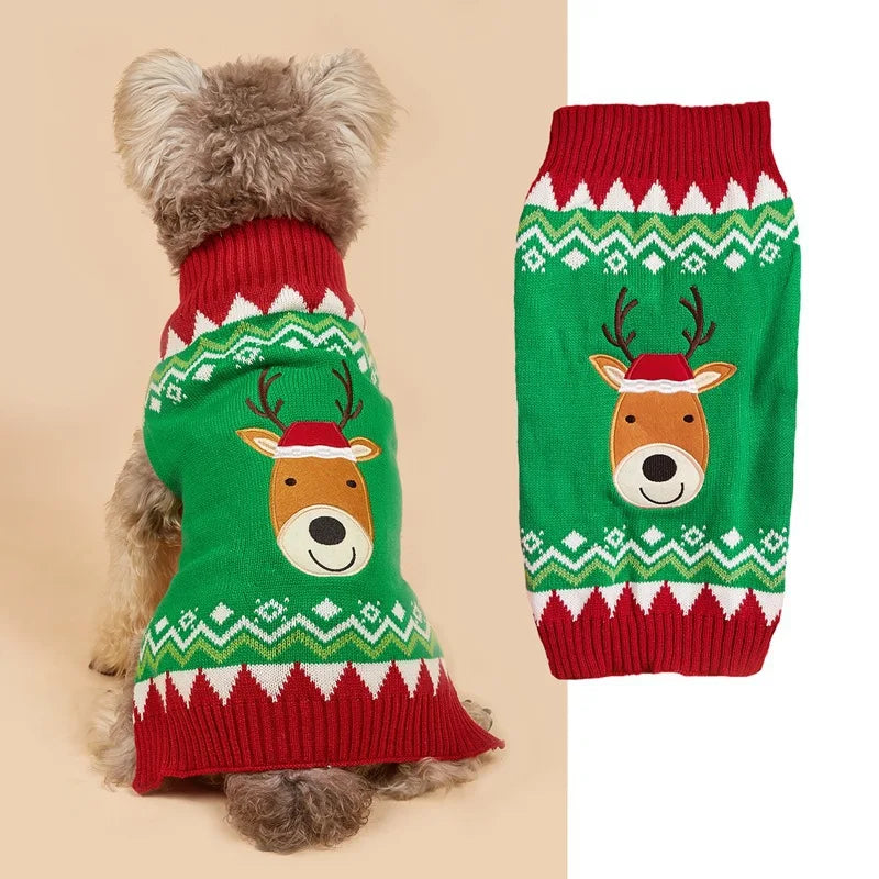 Christmas Pet Sweater for Dogs Cats, Gingerbread Man, Snowflake, Antler Hoodie