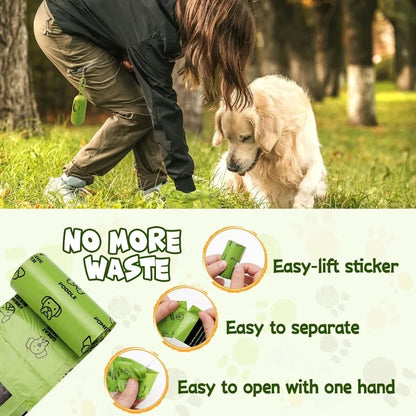 Dog Poop Bag Set with Dispenser & Leash Clip