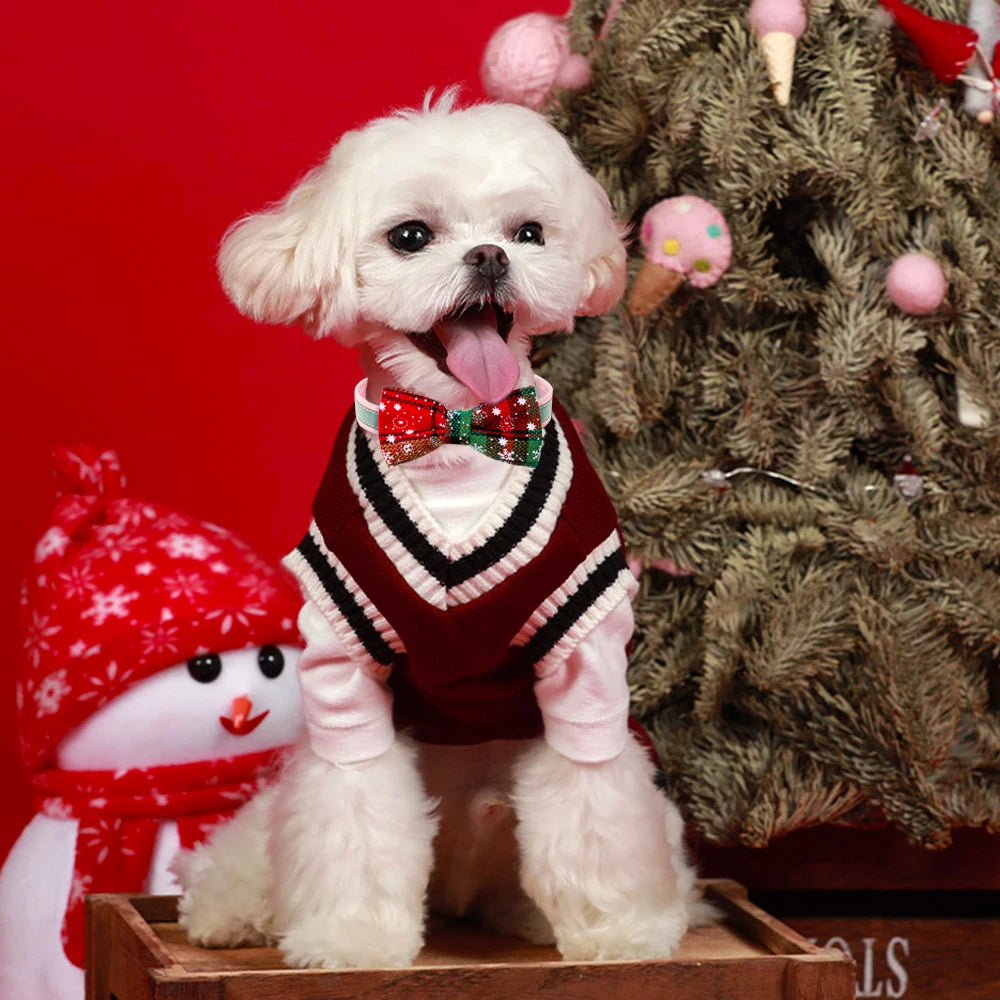 Christmas Pet Sliding Dog Bow Tie Collar