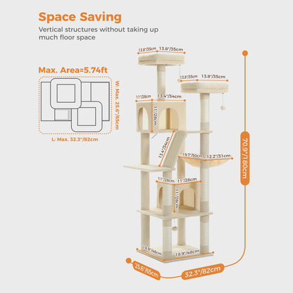 Indoor Multi-Level Plush Cat Condo with Scratching Posts Perches Caves