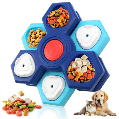 Dog Slow Feeder Bowl Interactive Puzzle Toy with Multi-Layer Spinning Design
