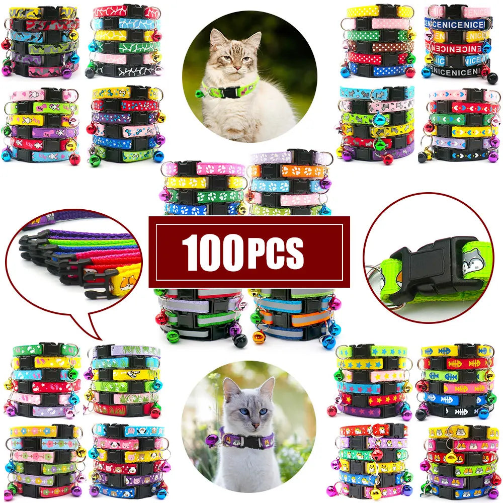 100Pcs Collar Necklace for Dogs/ Cat, Training Choker, Personalized Cartoon, Printed Dog Id Tag