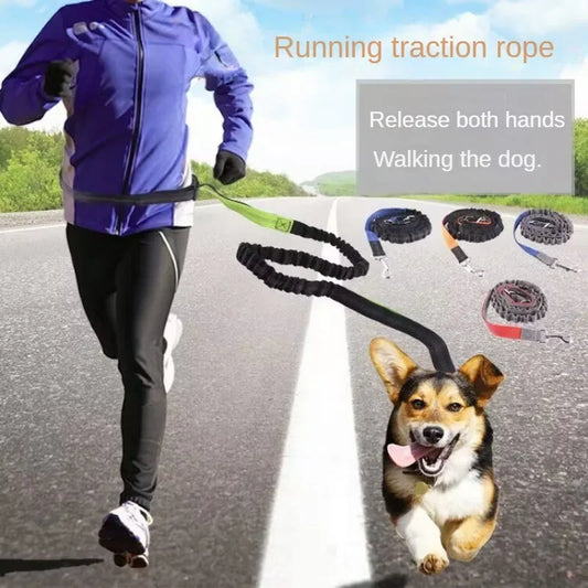Hand Free Dog Leash Adjustable Waist Belt Chest Strap Traction Rope